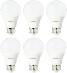 AmazonBasics 75 Watt Equivalent, Daylight, Dimmable, A19 LED Light Bulb | 6-Pack