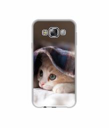 Amazon Brand - Solimo Designer Sleepy Kitten UV Printed Soft Back Case Mobile Cover for Samsung Galaxy E5