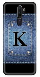 Amazon Brand - Solimo Designer Button Jeans Alphabet-K 3D Printed Hard Back Case Mobile Cover for Oppo A9 (2020)