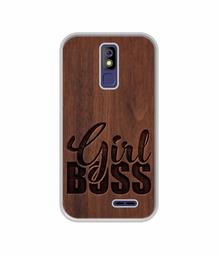 Amazon Brand - Solimo Designer Girl Boss On Wood UV Printed Soft Back Case Mobile Cover for Panasonic P100