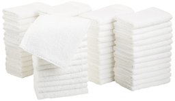 AmazonBasics Fast Drying, Extra Absorbent, Terry Cotton Washcloths, White - Pack of 60