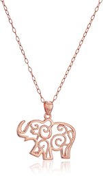 Collier en argent sterling avec pendentif éléphant filigrane, 45,7 cm,rose gold