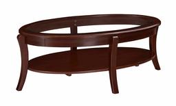 Amazon Brand – Ravenna Home Oval Wood and Glass Shelf Coffee Table, 49