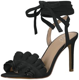 Amazon Brand - The Fix Women's Cantu Ruffle Ankle Wrap Dress Sandal, Black, 7 B US