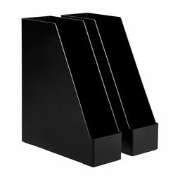 AmazonBasics Plastic Organizer - Magazine Rack, Black, 2-Pack