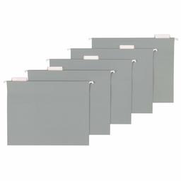 AmazonBasics Recycled Hanging Folders, Letter Size, Gray, 1/5 Cut, 25-Pack