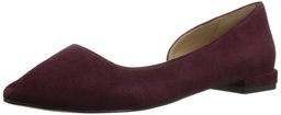 Amazon Brand - The Fix Women's Emma Pointed-Toe D'Orsay Ballet Flat, Wine, 7.5 M US