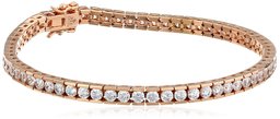 Rose-gold-plated Sterling Silver Swarovski Zirconia Round Tennis Bracelet, 8