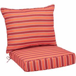 Amazon Basics Deep Seat Patio Seat and Back Cushion Set - Red Stripes