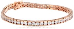 Rose-gold-plated Sterling Silver Swarovski Zirconia Round Tennis Bracelet, 7.25