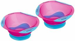 Amazon Brand - Mama Bear Non-Slip Suction Bowl, Set of 2 (Pink)