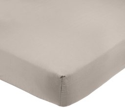 AmazonBasics 400TC Cotton Sateen Wrinkle Free Fitted Sheet Grey 180 x 200 x 30 cm