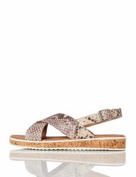 FIND. Crossover Cork Sole Leather, Sandales Plateforme Femme