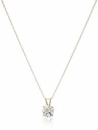 14K Gold 1cttw Swarovski Zirconia Round Pendant with Chain