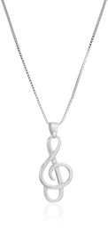 Sterling Silver Musical Note Pendant Necklace, 18