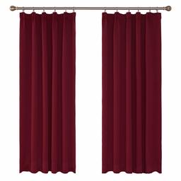 UMI by Amazon Thermal Insulated Decorative Bedroom Curtains Pencil Pleat Blackout Curtains for Livingroom 55 x 70 Inch Red 2 Panels