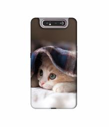 Amazon Brand - Solimo Designer Sleepy Kitten 3D Printed Hard Back Case Mobile Cover for Samsung Galaxy A80