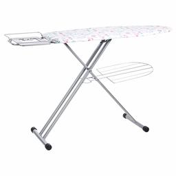 AmazonBasics - Asse da stiro con ripiano e poggiaferro a forma di H, misura media, 117 x 41 cm, colore grigio