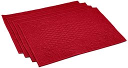 Pinzon by Amazon Quilted Place Mat and Napkin Set (Set of 8 Including 4 Place Mats and 4 Napkins) Crimson