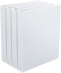 AmazonBasics D-Ring Binders - White, 4-Pack