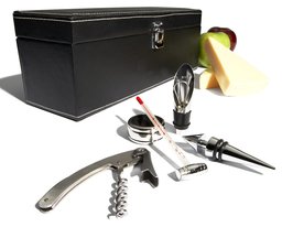 5 Piece Bar Set in Leather Covered Box