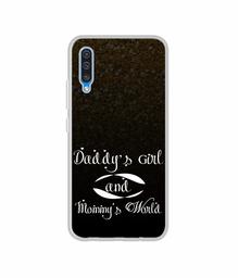 Amazon Brand - Solimo Designer Daddy's Girl and Mummy World UV Printed Soft Back Case Mobile Cover for Samsung Galaxy A50