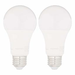 AmazonBasics 100W Equivalent, Daylight, Dimmable, 10,000 Hour Lifetime, A19 LED Light Bulb | 2-Pack