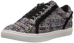 The Fix Women's Tinsley Frayed Silk Lace-up Sneaker, Black Multi, 6 B US