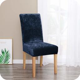 Umi. Essentials 6 STKS Stretch Eetkamerstoelhoezen Melange Velvet Afneembare Stoel Beschermer Elastische Slipcovers Navy Blauw