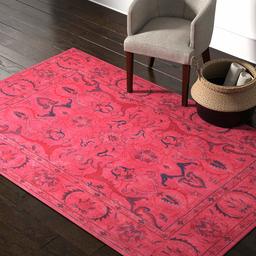 Amazon Brand – Rivet Pink Global Floral Wool Rug, 5' x 8', Pink