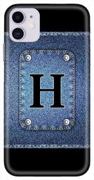 Amazon Brand - Solimo Designer Button Jeans Alphabet-H 3D Printed Hard Back Case Mobile Cover for Apple iPhone 11