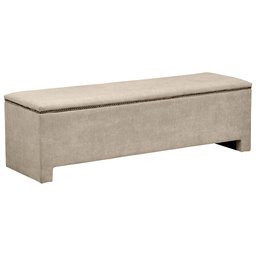 Amazon Brand – Rivet Modern Nailhead Upholstered Storage Bench, 58 Inch L, Natural