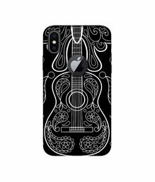 Amazon Brand - Solimo Designer White Gitar On Black 3D Printed Hard Back Case Mobile Cover for Apple iPhone X (Logo Cut)