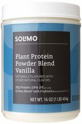 Amazon Brand - Solimo Plant Protein Powder Blend, Vanilla, 1 Pound, 13 Servings