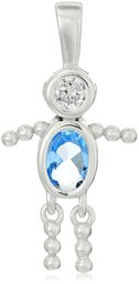 Sterling Silver AAA Cubic Zirconia Simulated Birthstone Babies Boy Charm, March