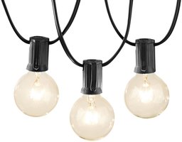 AmazonBasics Luces para patio, negro, 7.6 m