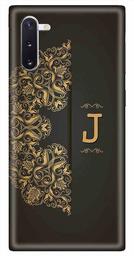 Amazon Brand - Solimo Designer Black Pattern Alphabet-J 3D Printed Hard Back Case Mobile Cover for Samsung Galaxy Note 10