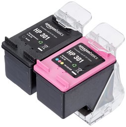 AmazonBasics Remanufactured Ink Cartridge Replacement for HP 301, Black and Tri-Colour