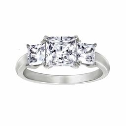 [Find] Amazon Collection Platinum Plated Sterling Silver kuriapurinsesukattokyu-bikkuzirukonia 3 Stone Ring, Size 7 