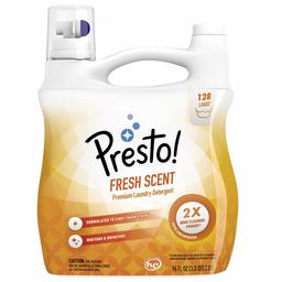 Amazon Brand - Presto! Concentrated Liquid Laundry Detergent, Fresh Scent, 128 Loads, 96 Fl Oz