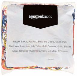 AmazonBasics Assorted Size and Color Rubber Bands, 0.5 lb.