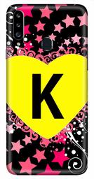 Amazon Brand - Solimo Designer Heart Pattern Alphabet-K 3D Printed Hard Back Case Mobile Cover for Samsung Galaxy A20s