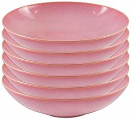 Amazon-märke – nitar 6-delad stengods reaktiv glasyr middag skålset 6 Bowl Set Amaranth Pink