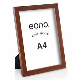 Eono by Amazon - Picture Frame 20x28.8 cm Made of Solid Wood High Definition Glass for Table Top Display and Wall Mounting Photo Frame with Stand Brown