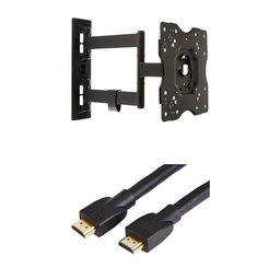 AmazonBasics Articulating TV Wall Mount for 22-inch to 55-inch TVs & High-Speed HDMI Cable - 15 Feet (Latest Standard)