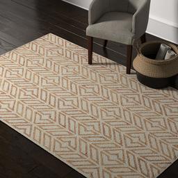 Amazon Brand – Rivet Contemporary Handtufted Cotton-and-Wool Area Rug with Geometric Feathered Pattern, 5' x 8', Gold and Cream