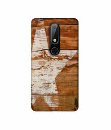 Amazon Brand - Solimo Designer Star Impression On Wood 3D Printed Hard Back Case Mobile Cover for Nokia 6.1 Plus