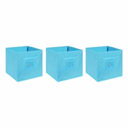 Amazon Brand - Solimo Fabric Storage Box, Large, Set of 3, Medical Blue