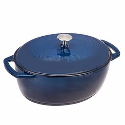 AmazonBasics Oval Enameled Cast Iron Dutch Oven - 7-Quart, Navy