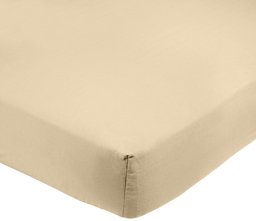 AmazonBasics 400TC Cotton Sateen Wrinkle Free Fitted Sheet Beige 135 x 190 x 30 cm